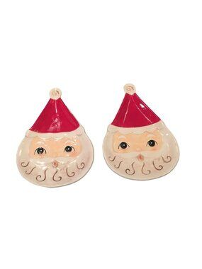 Johanna Parker Nostalgic 8 1/2" Santa Shaped Plates Set of 2 Transpac